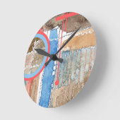 abstracte kunstcollage, gemengde media en waterver ronde klok (Hoek)