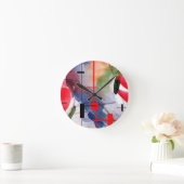 abstracte kunstcollage, gemengde media en waterver ronde klok (Huis)