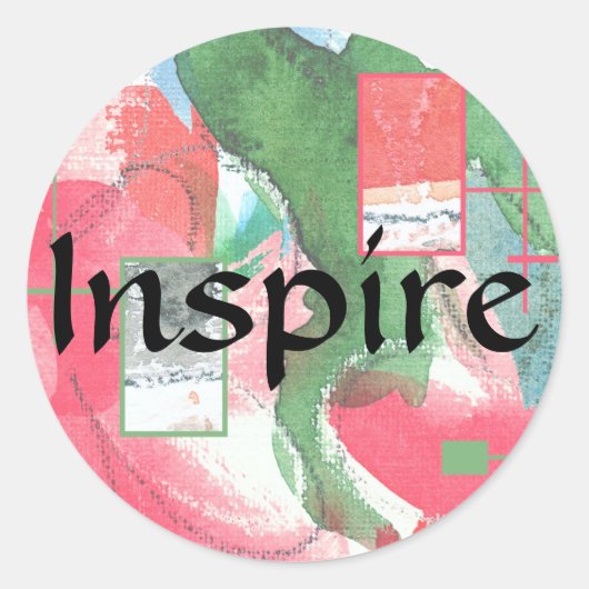 abstracte kunstcollage, gemengde media en waterver ronde sticker (Voorkant)