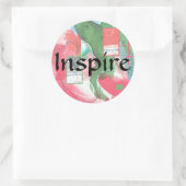 abstracte kunstcollage, gemengde media en waterver ronde sticker (Tas)