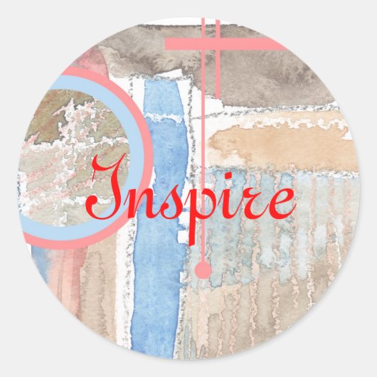 abstracte kunstcollage, gemengde media en waterver ronde sticker (Voorkant)