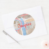 abstracte kunstcollage, gemengde media en waterver ronde sticker (Envelop)