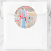 abstracte kunstcollage, gemengde media en waterver ronde sticker (Tas)