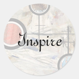 abstracte kunstcollage, gemengde media en waterver ronde sticker