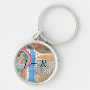abstracte kunstcollage, gemengde media en waterver sleutelhanger