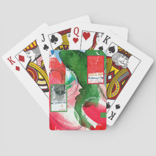 abstracte kunstcollage, gemengde media en waterver speelkaarten