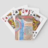 abstracte kunstcollage, gemengde media en waterver speelkaarten (Achterkant)