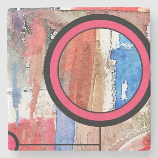 abstracte kunstcollage, gemengde media en waterver stenen onderzetter (Voorkant)