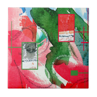abstracte kunstcollage, gemengde media en waterver tegeltje