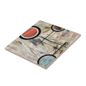 abstracte kunstcollage, gemengde media en waterver tegeltje (Zijkant)
