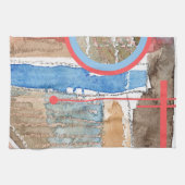 abstracte kunstcollage, gemengde media en waterver theedoek (Horizontaal)