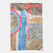 abstracte kunstcollage, gemengde media en waterver theedoek (Verticaal)