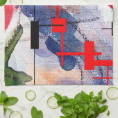 abstracte kunstcollage, gemengde media en waterver theedoek (Gevouwen)