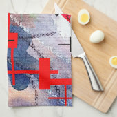 abstracte kunstcollage, gemengde media en waterver theedoek (Quarter Fold)
