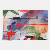 abstracte kunstcollage, gemengde media en waterver theedoek (Horizontaal)