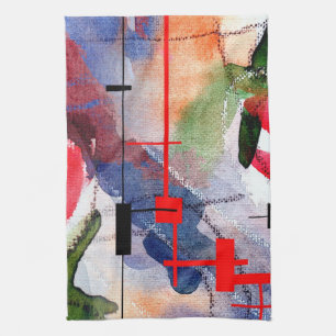 abstracte kunstcollage, gemengde media en waterver theedoek