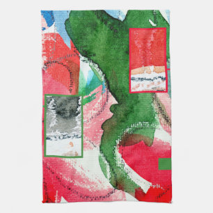 abstracte kunstcollage, gemengde media en waterver theedoek