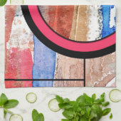 abstracte kunstcollage, gemengde media en waterver theedoek (Gevouwen)