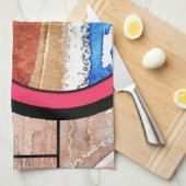 abstracte kunstcollage, gemengde media en waterver theedoek (Quarter Fold)