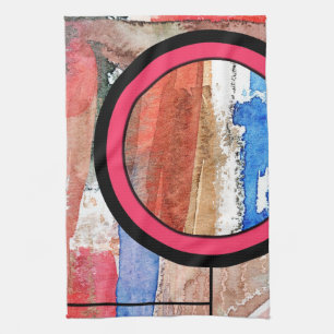abstracte kunstcollage, gemengde media en waterver theedoek