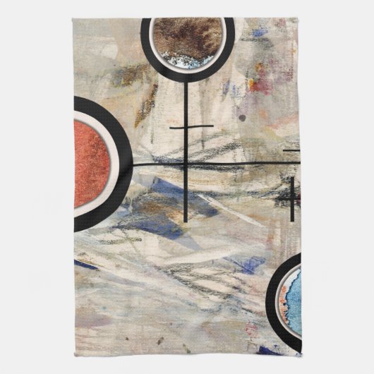 abstracte kunstcollage, gemengde media en waterver theedoek (Verticaal)