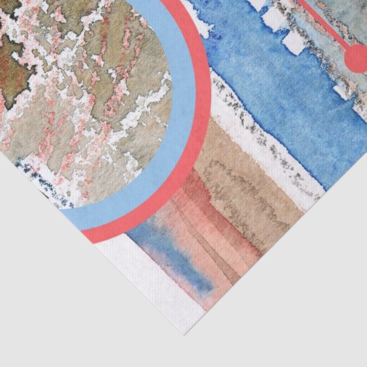 abstracte kunstcollage, gemengde media en waterver tissuepapier (Detail)