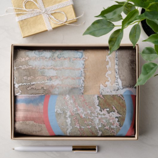 abstracte kunstcollage, gemengde media en waterver tissuepapier (Geschenk)