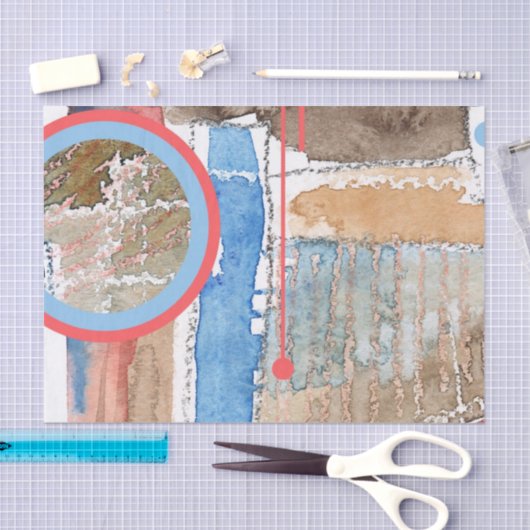 abstracte kunstcollage, gemengde media en waterver tissuepapier (Craft)