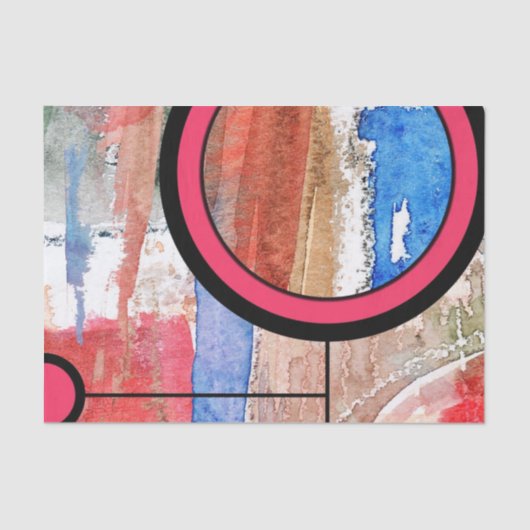 abstracte kunstcollage, gemengde media en waterver tissuepapier (Voorkant)