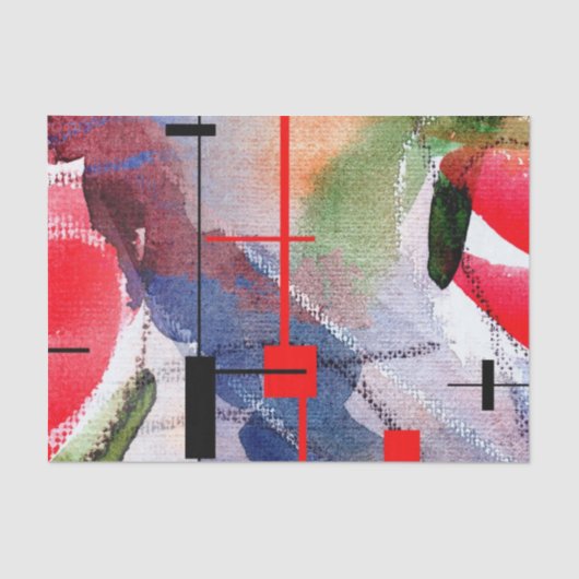 abstracte kunstcollage, gemengde media en waterver tissuepapier (Voorkant)