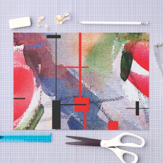 abstracte kunstcollage, gemengde media en waterver tissuepapier (Craft)