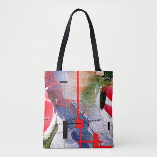 abstracte kunstcollage, gemengde media en waterver tote bag (Voorkant)