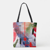abstracte kunstcollage, gemengde media en waterver tote bag (Achterkant)