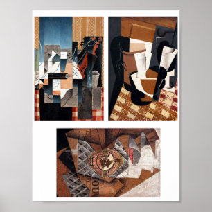 Abstracte kunstcollage in bruin en zwart poster
