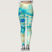Abstracte kunstcrème blauw turquoise leggings vrou (Voorkant)