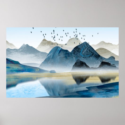 Abstracte kunstdecoratieve achtergrond. Bergen en Poster (Voorkant)