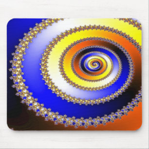 Abstracte Kunsten - Spiraalvormige blauwe geel Muismat