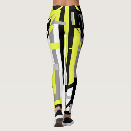 Abstracte kunstgeel pasta-kleuren Leggings (Achterkant)