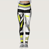 Abstracte kunstgeel pasta-kleuren Leggings (Voorkant)