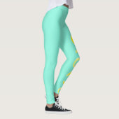 Abstracte kunstgele Turquoise Handtekening Leggings (Rechts)