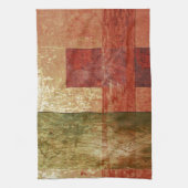 Abstracte kunstgreep Geometric Red Oranje Groen Theedoek (Verticaal)