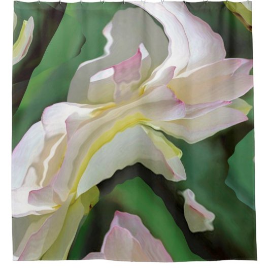 Abstracte kunstgroene en witte ventilator douchegordijn (Voorkant)