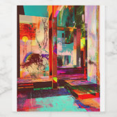 Abstracte kunstkamer wijn etiket (Enkel label)