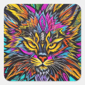 abstracte kunstkat vierkante sticker (Voorkant)