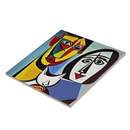 Abstracte kunstkeramische tapijten tegeltje (Zijkant)