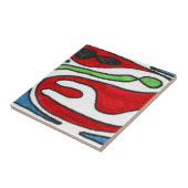 Abstracte kunstkeramische tapijten tegeltje (Zijkant)