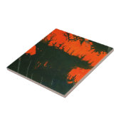 Abstracte kunstkeramische tapijten tegeltje (Zijkant)