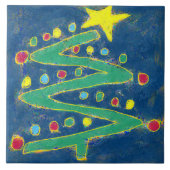 Abstracte kunstkerstboom tegeltje (Voorkant)