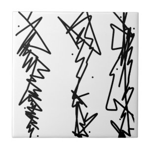 Abstracte kunstketting zwart-wit tegeltje