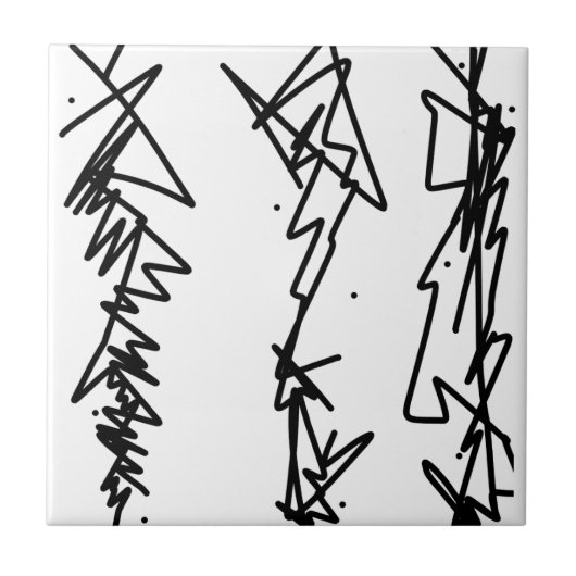 Abstracte kunstketting zwart-wit tegeltje (Voorkant)